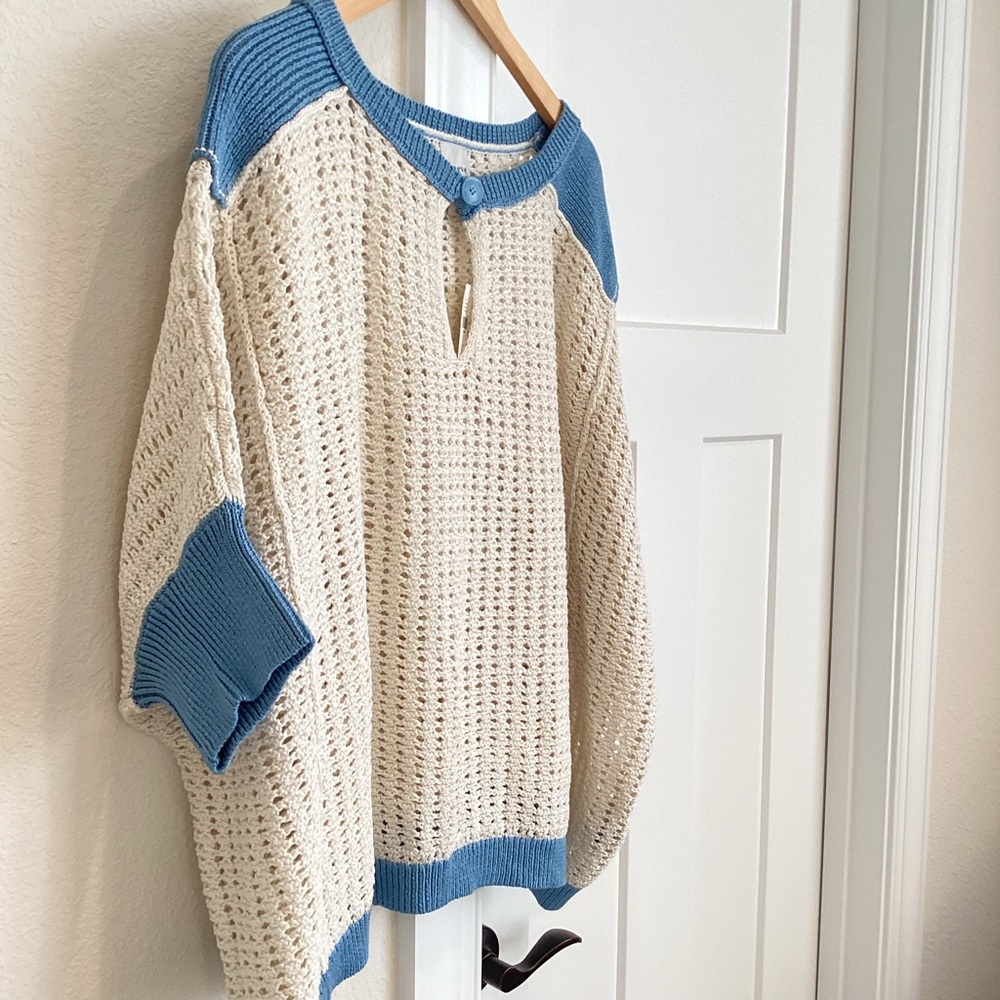 Anthropologie Maeve Keyhole Open-Stitch Sweater Large - Picture 6 of 15